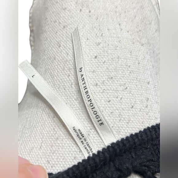 Anthropologie Pointelle Knit Black Long Tie Waist Sweater Cardigan Size L NWT - Picture 6 of 6